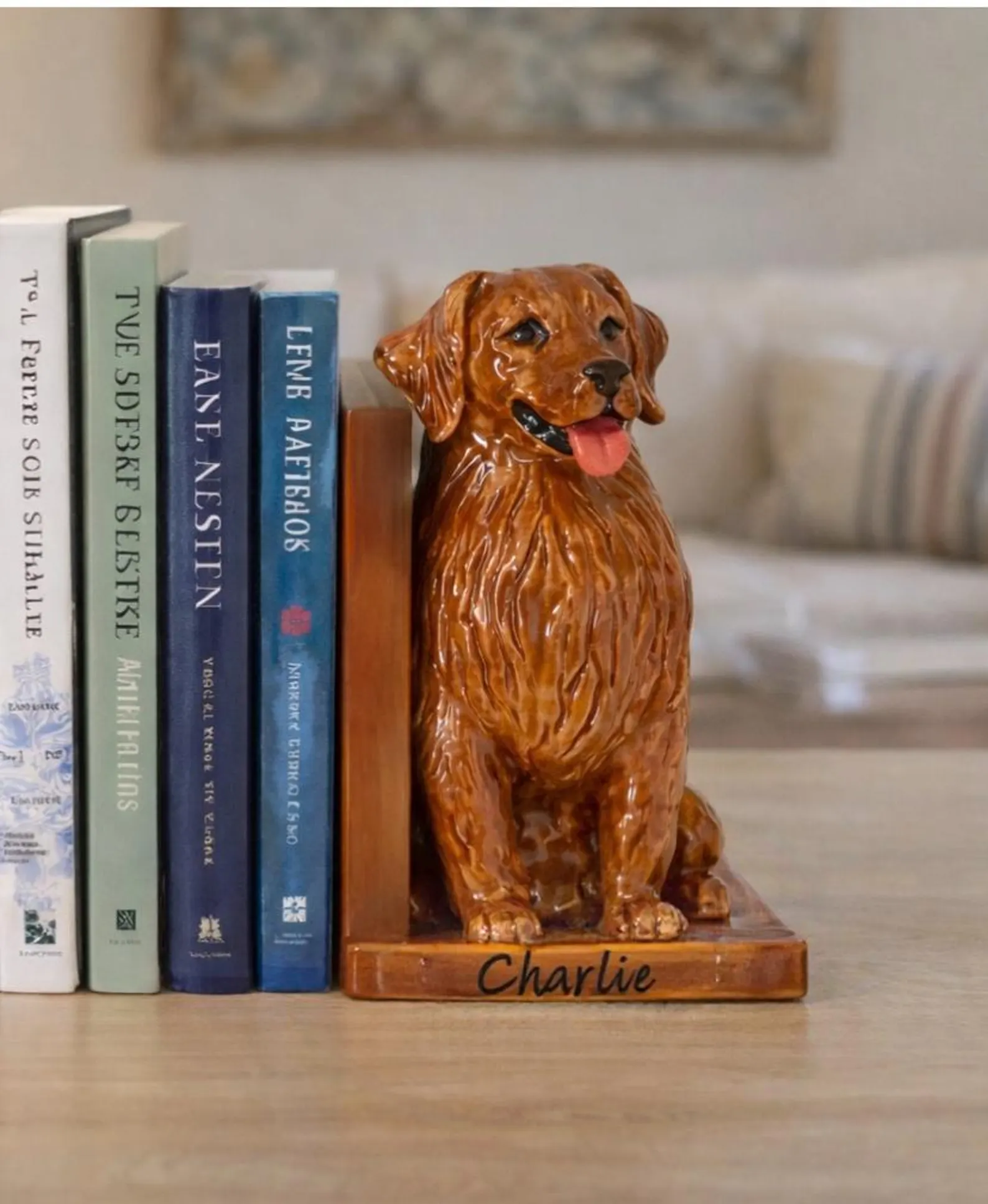 Custom Ceramic Pet Bookend - Send us your pet photos for your personalized bookend - Golden Retriever - housewarming gift - library