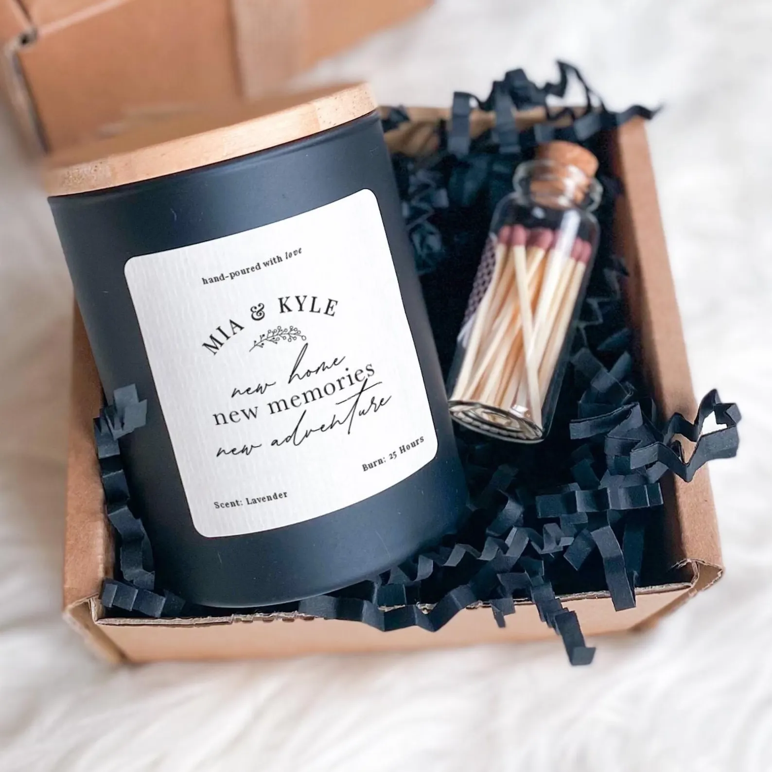 Personalised New Home Scented Candle Gift Set Gift for New Home New Memories New Adventure with names Housewarming Present Couple